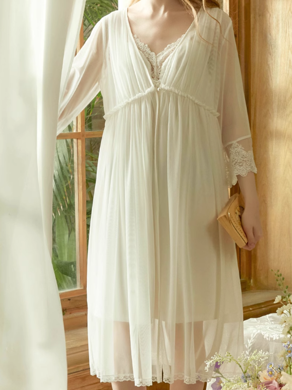 Serene Angel Lace-Adorned Nightdress