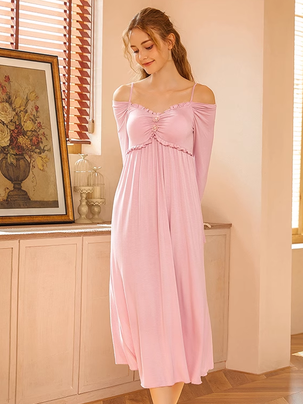 Blushing Evening Delicate Pink Frill Nightdress