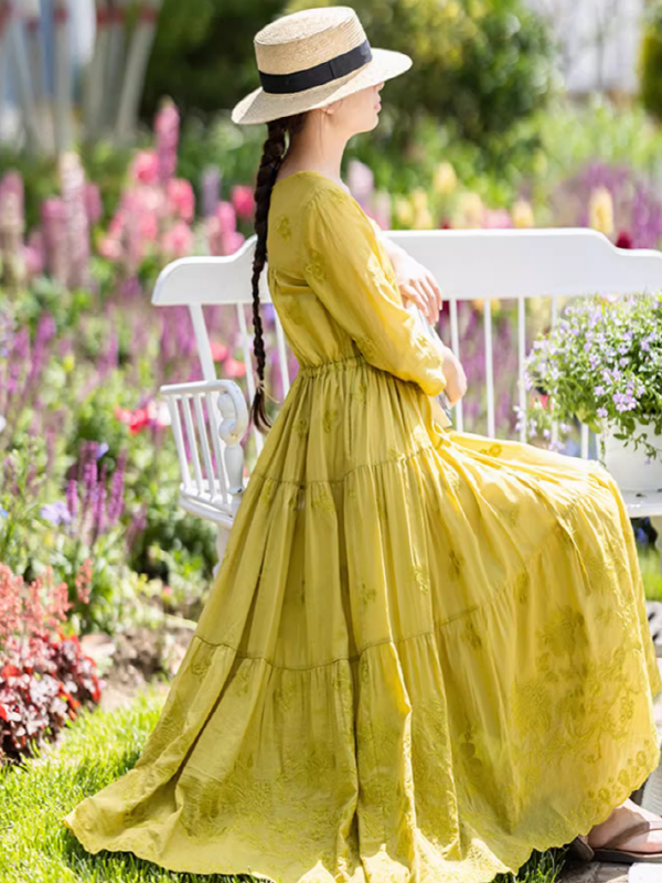 Secret Garden Yellow Floral Dress