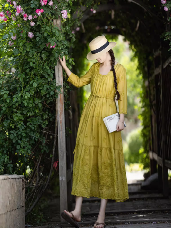 Secret Garden Yellow Floral Dress