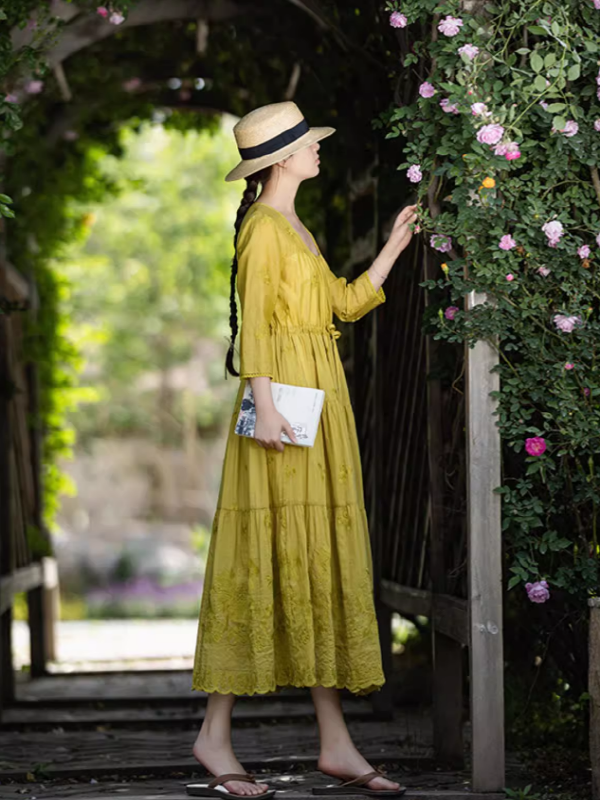 Secret Garden Yellow Floral Dress