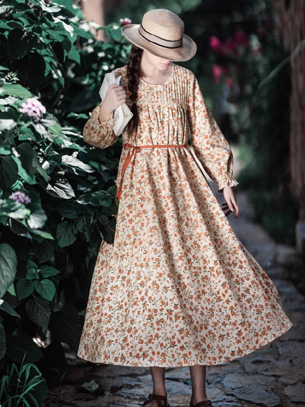 Vintage Blossom Corduroy Dress