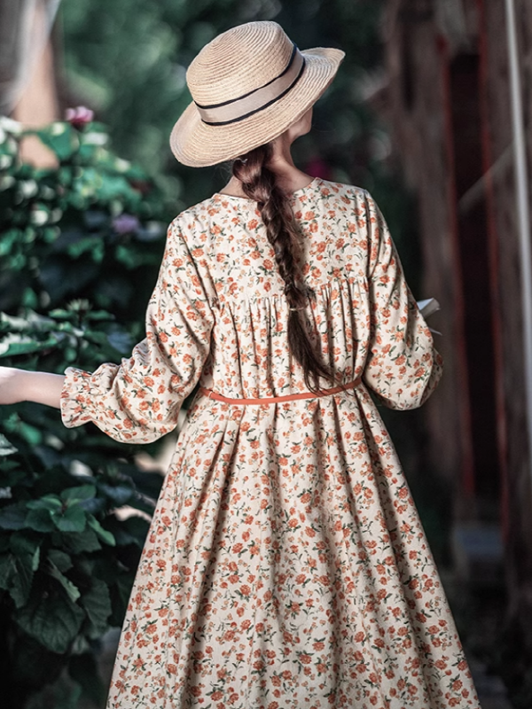 Vintage Blossom Corduroy Dress