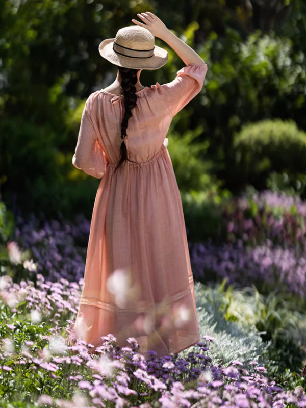 Blossom Whisper Pink Ramie Dress