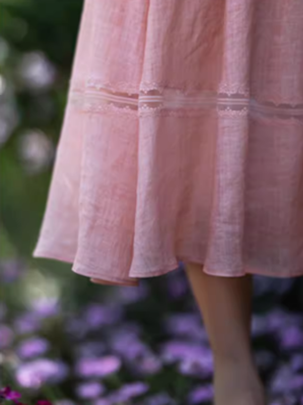 Blossom Whisper Pink Ramie Dress