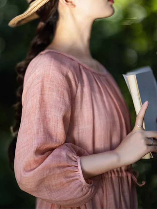 Blossom Whisper Pink Ramie Dress