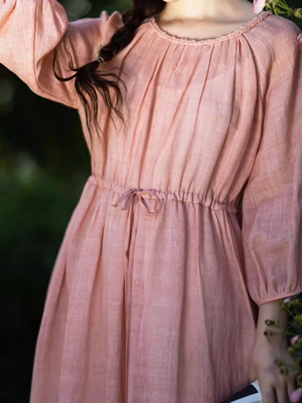 Blossom Whisper Pink Ramie Dress