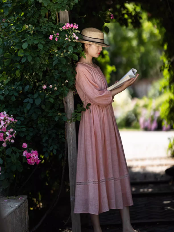 Blossom Whisper Pink Ramie Dress