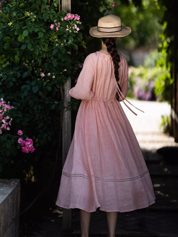 Blossom Whisper Pink Ramie Dress