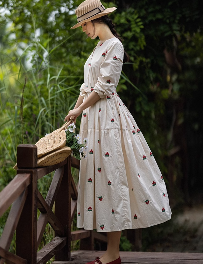 Springtime Serenade Embroidered Dress