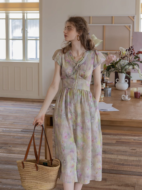 Serene Pastel Floral Dress