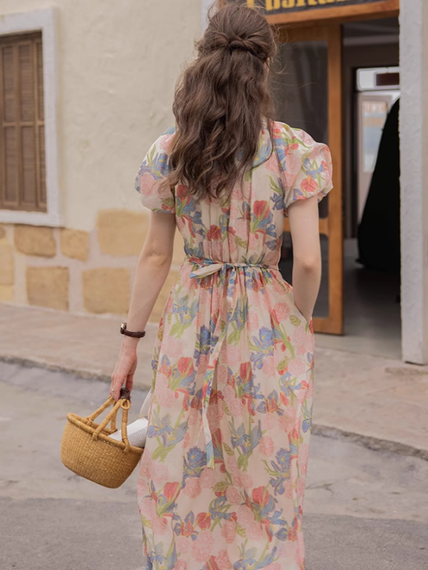 French Style Flower Printed Dress