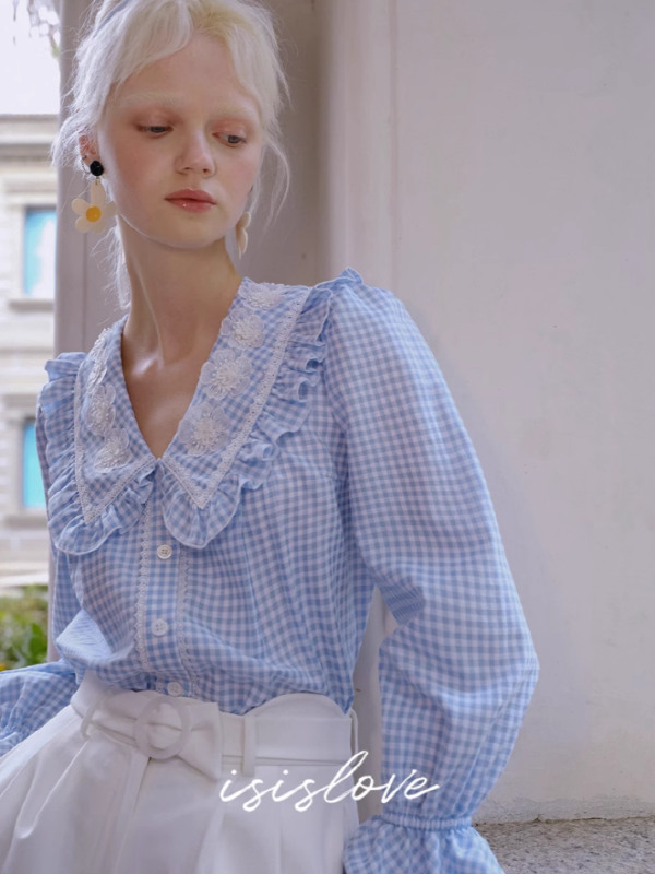 Blue Sky Checkered Dream Blouse