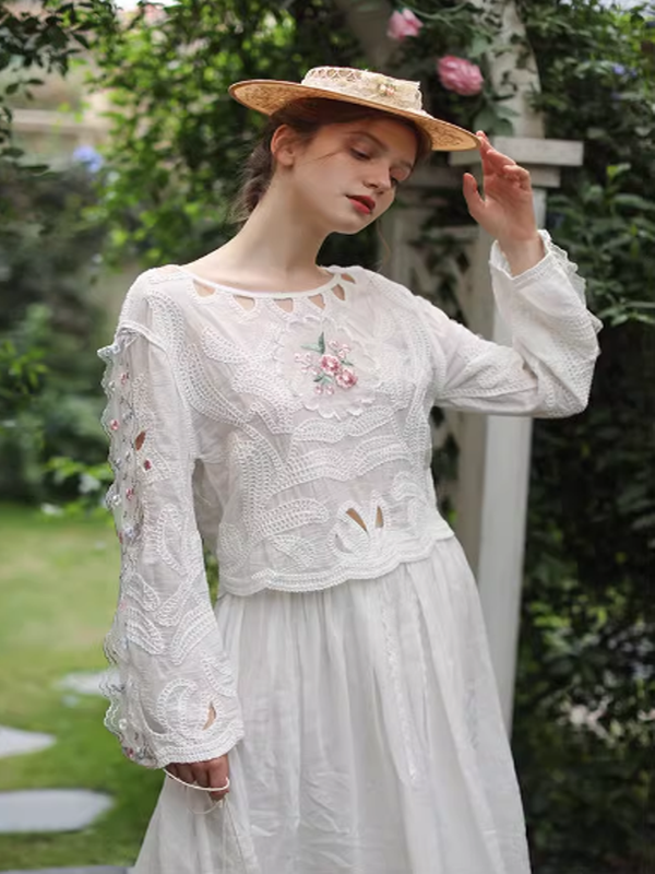 Whispering Bloom Embroidered Blouse