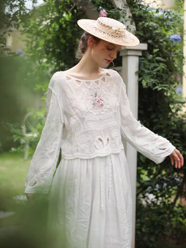 Whispering Bloom Embroidered Blouse