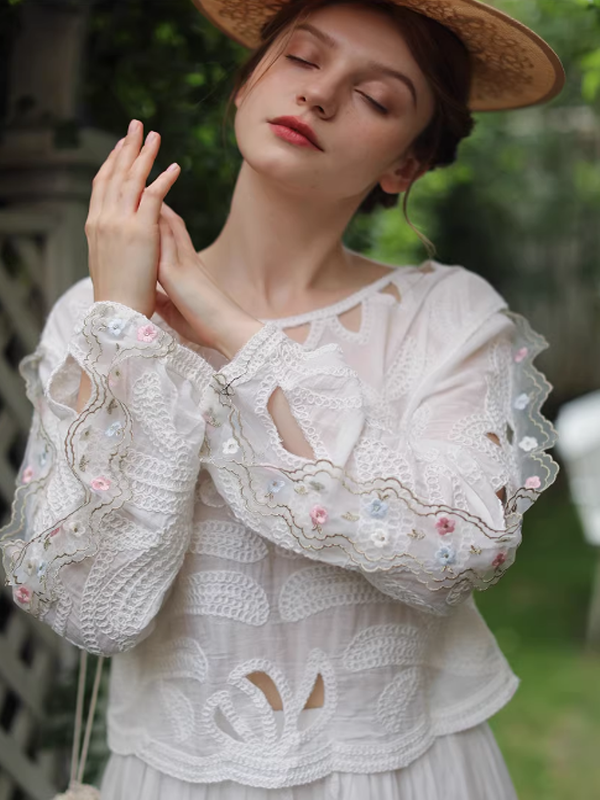 Whispering Bloom Embroidered Blouse