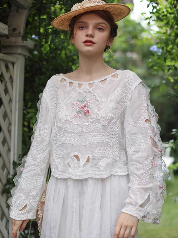 Whispering Bloom Embroidered Blouse