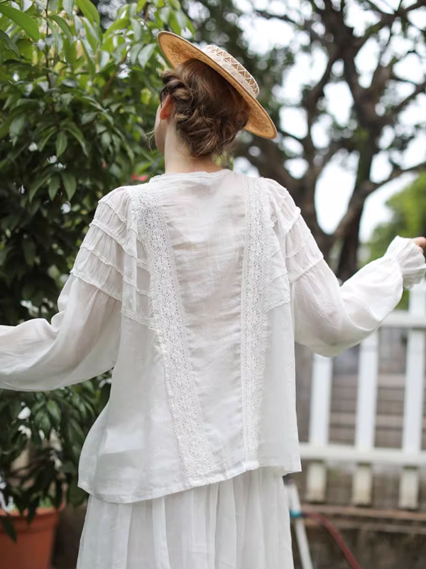 Vintage Lace White Blouse