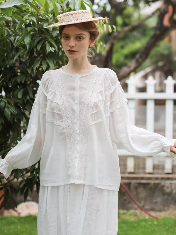 Vintage Lace White Blouse