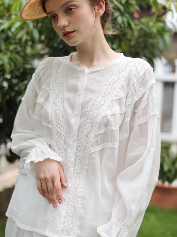 Vintage Lace White Blouse