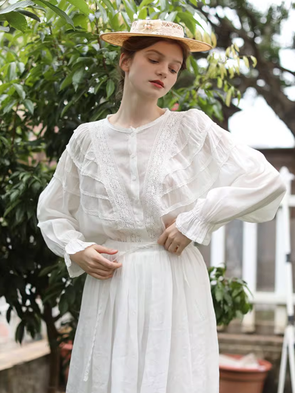 Vintage Lace White Blouse