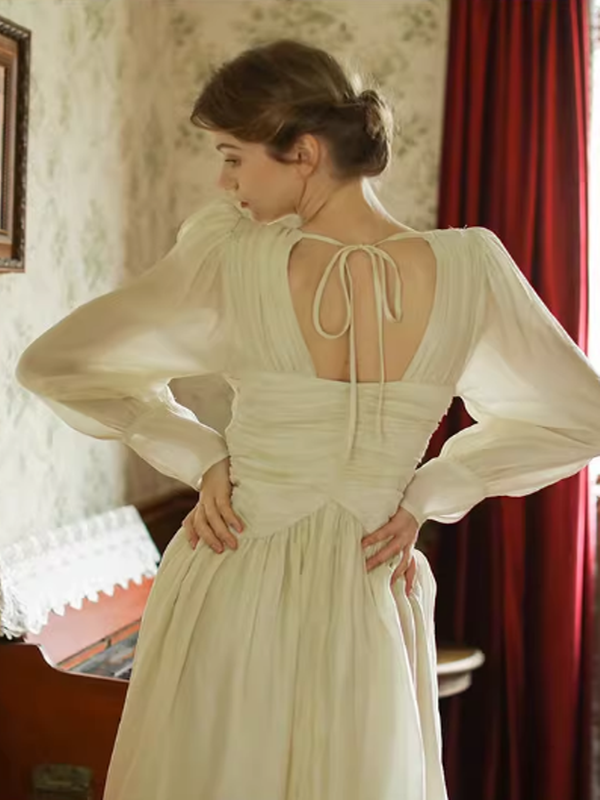 Vintage Ivory Frill Long Dress