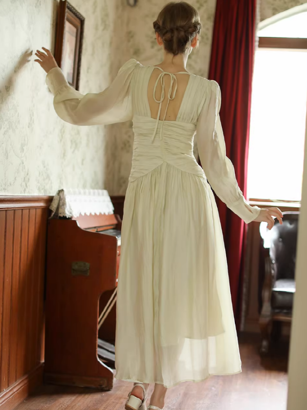 Vintage Ivory Frill Long Dress