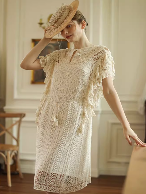 Victorian Grace Ivory Midi Dress