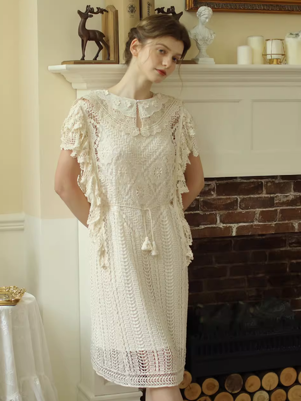 Victorian Grace Ivory Midi Dress