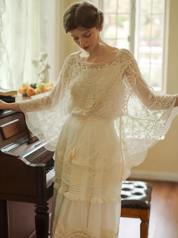 Ivory Blossom Cape Blouse