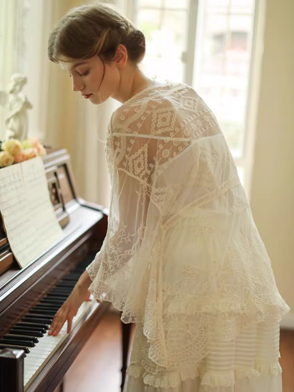 Ivory Blossom Cape Blouse