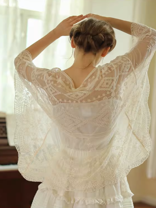 Ivory Blossom Cape Blouse