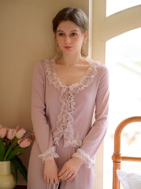 Soft Pink Purple Princess Frill Pajama