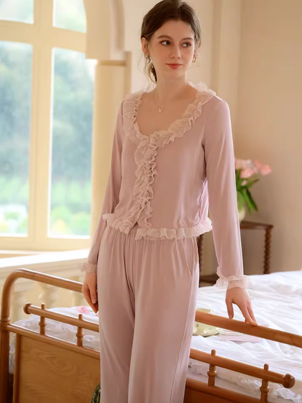 Soft Pink Purple Princess Frill Pajama