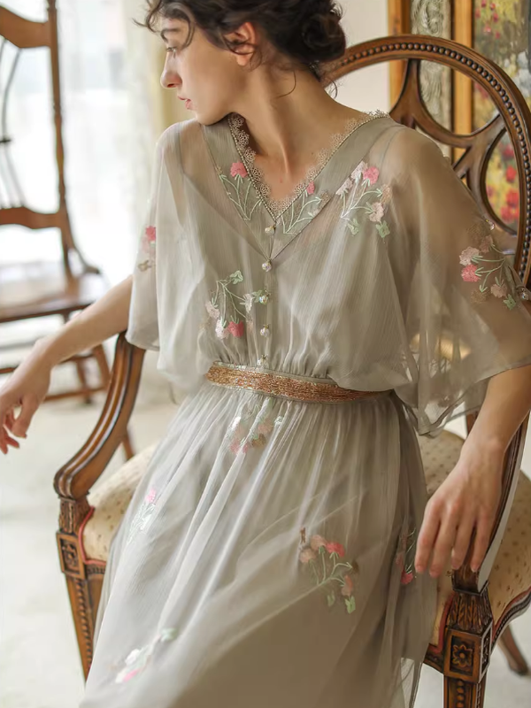 Grey Floral Blossom Dress