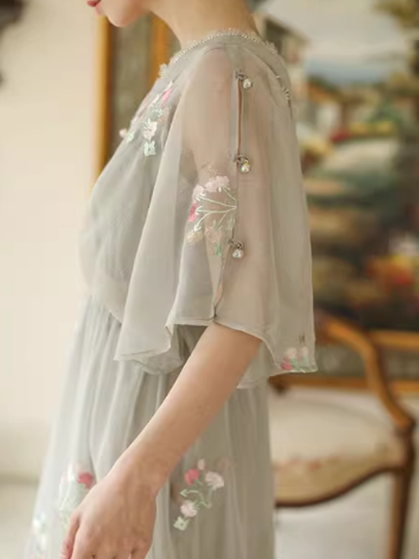 Grey Floral Blossom Dress