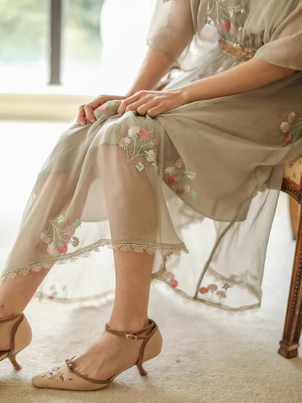 Grey Floral Blossom Dress