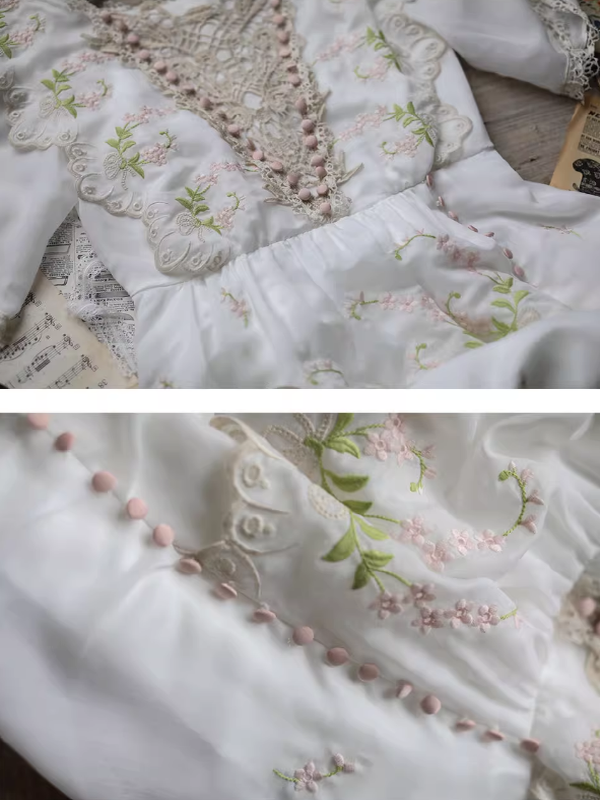 Victorian Floral White Dress