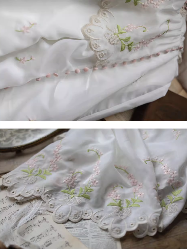 Victorian Floral White Dress