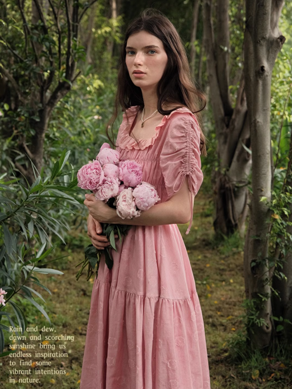 Blushing Pink Shirring Dress