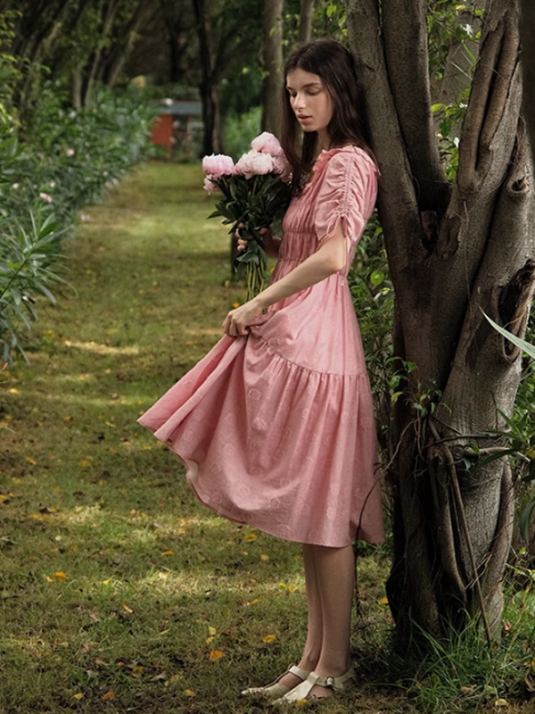 Blushing Pink Shirring Dress