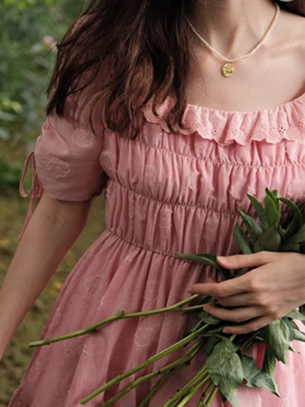 Blushing Pink Shirring Dress