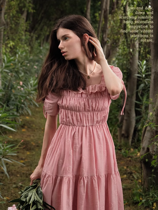 Blushing Pink Shirring Dress