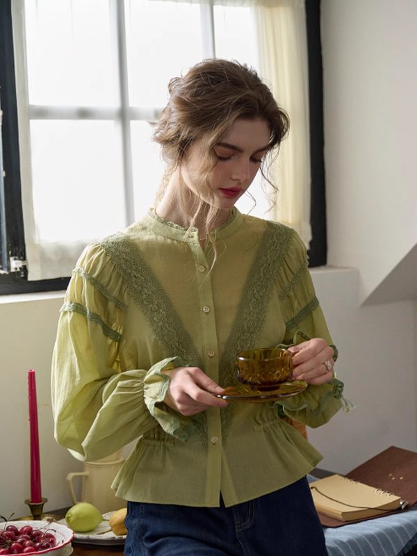 Nora's Light Green Elegance Blouse