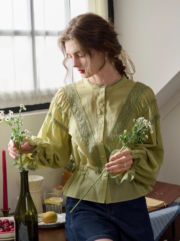 Nora's Light Green Elegance Blouse