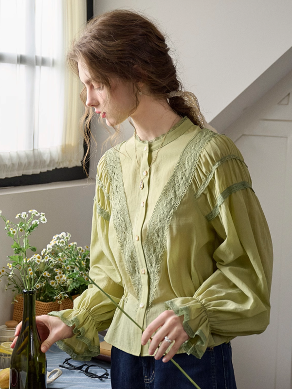 Nora's Light Green Elegance Blouse