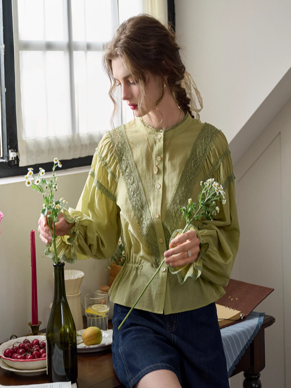 Nora's Light Green Elegance Blouse