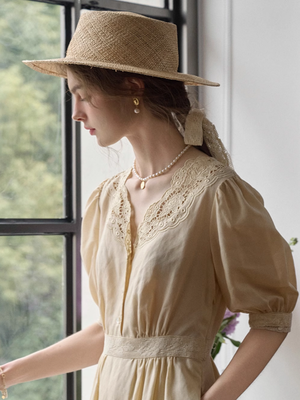 Ella's Cream Embroidery Dress