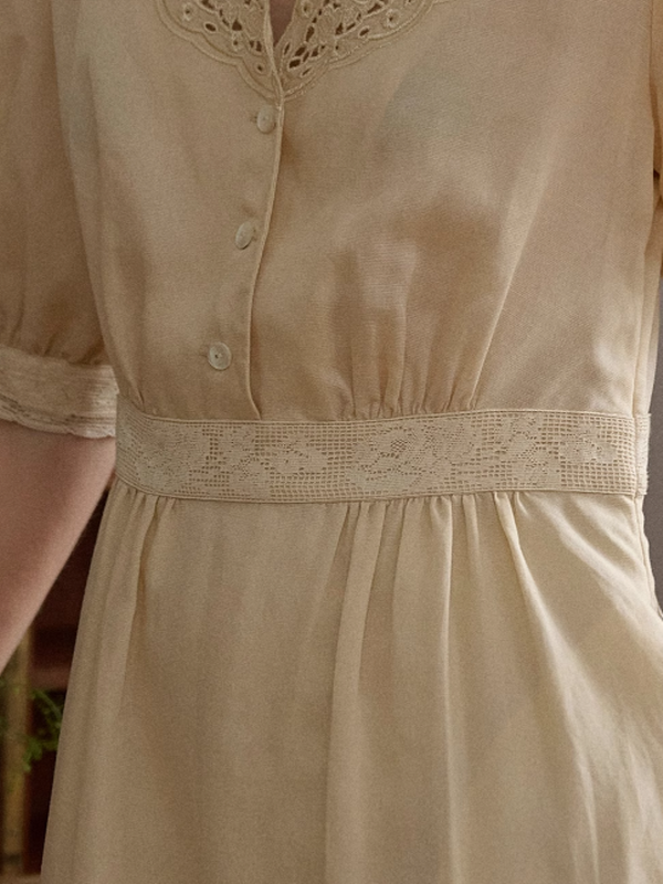 Ella's Cream Embroidery Dress