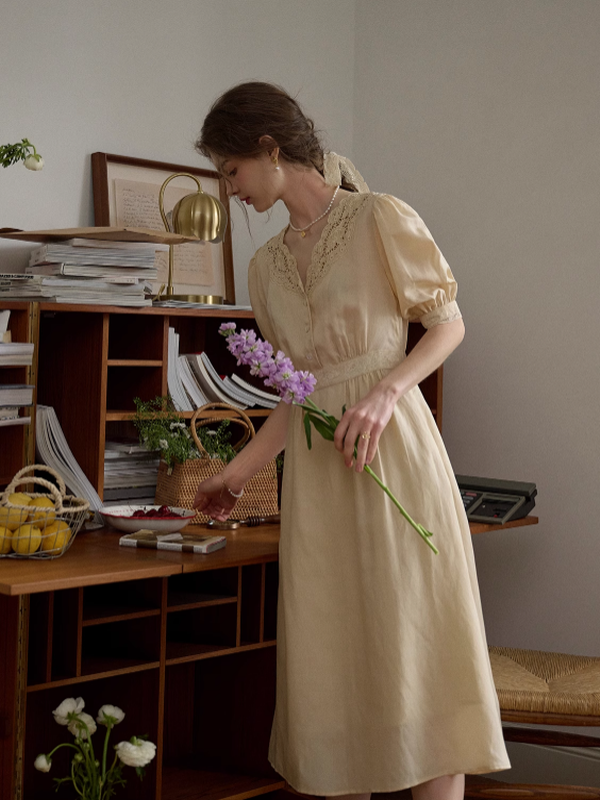 Ella's Cream Embroidery Dress